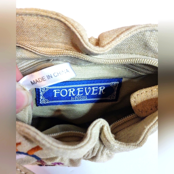 Forever by Fossil Vtg Canvas Embroidery Mini Purse - Picture 4 of 10